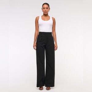 NWOT Abercrombie Sloane Tailored High Rise Wide Leg Pant, Black, Size 26 Regular